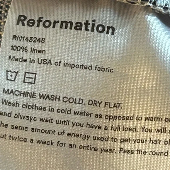 REFORMATION Rossi paper bag Shorts Blue Plaid 100% Linen not original belt - Picture 10 of 16